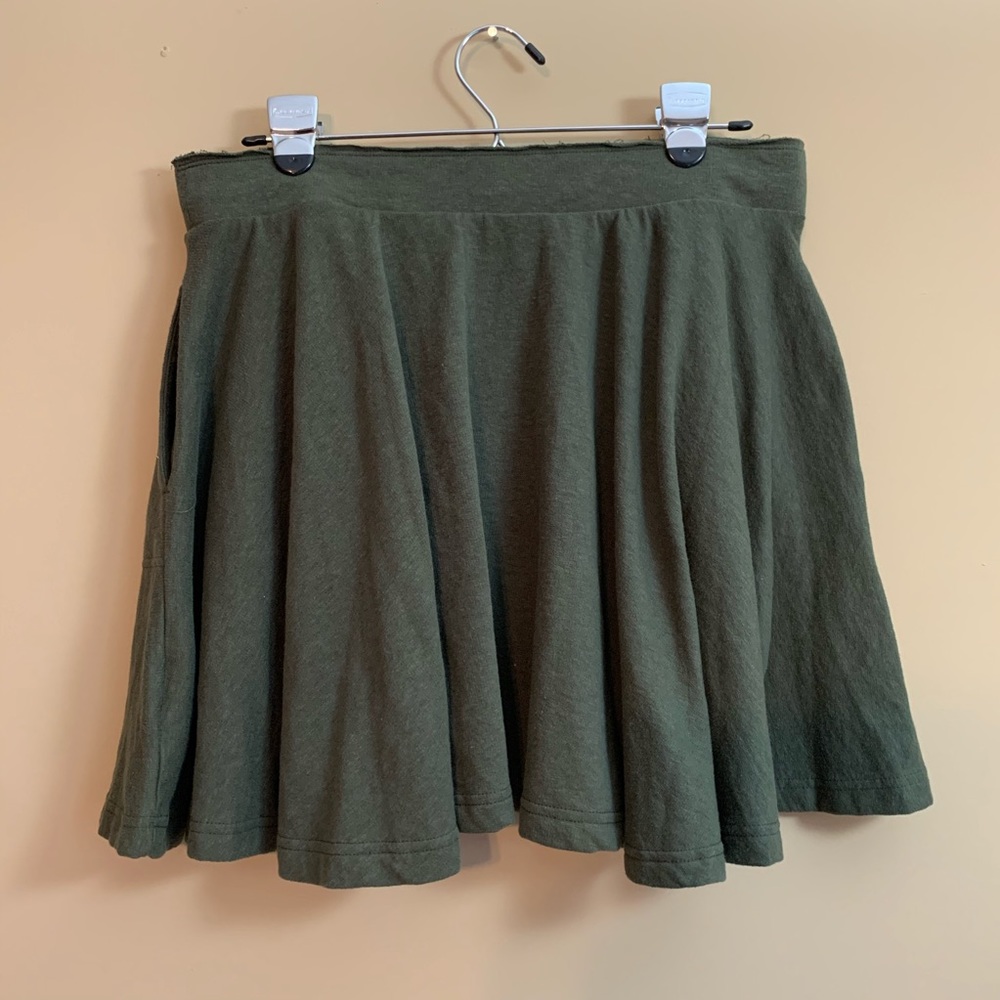 Free People Olive Green Jersey Knit Skirt Medium - Picture 3 of 5